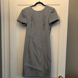 Calvin Klein Black and White Diamond Pattern Midi Dress